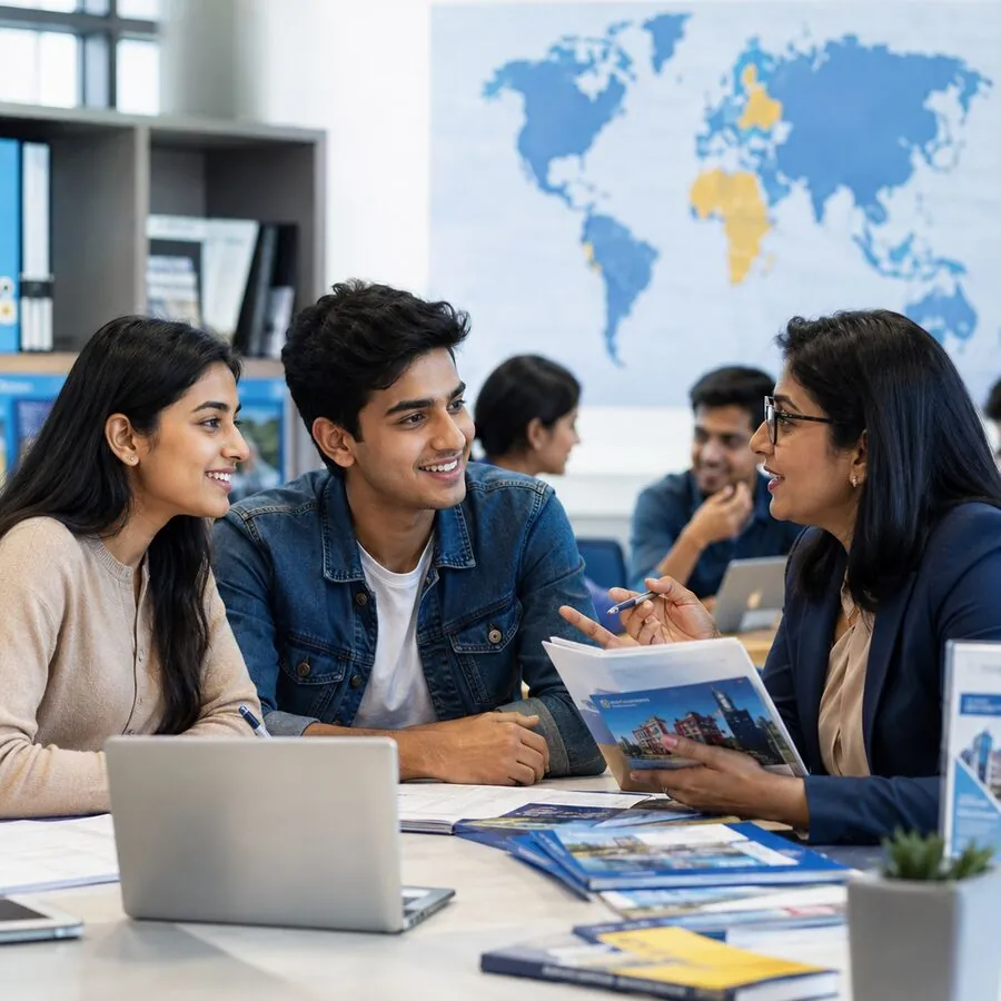 International students discussing study opportunities