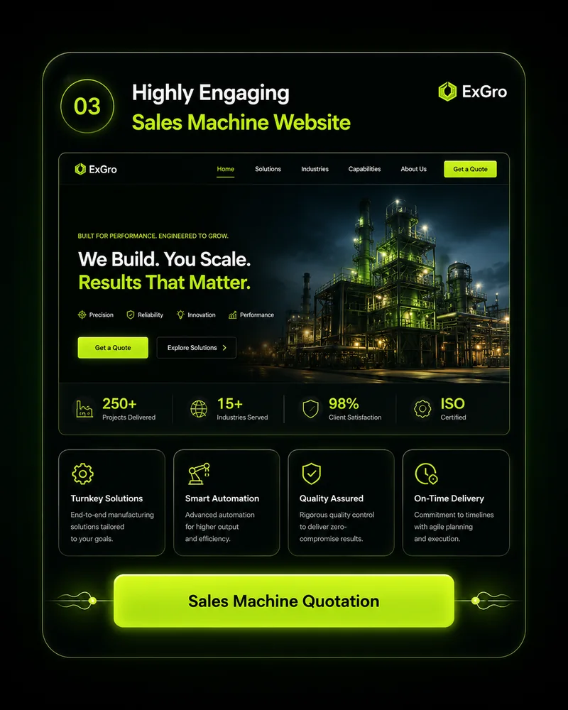 Highly engaging sales machine website with Sales Machine Quotation